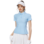 螺紋領收腰女短袖上衣