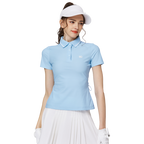 螺紋領收腰女短袖上衣