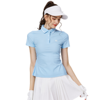 螺紋領收腰女短袖上衣