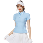 螺紋領收腰女短袖上衣