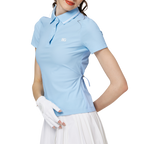 螺紋領收腰女短袖上衣