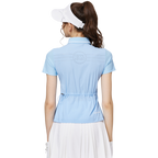 螺紋領收腰女短袖上衣