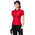 螺紋領收腰女短袖上衣