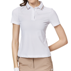 螺紋領收腰女短袖上衣