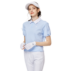 收口袖翻領女短袖上衣