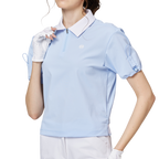 收口袖翻領女短袖上衣