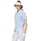 收口袖翻領女短袖上衣