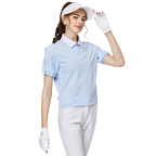 收口袖翻領女短袖上衣