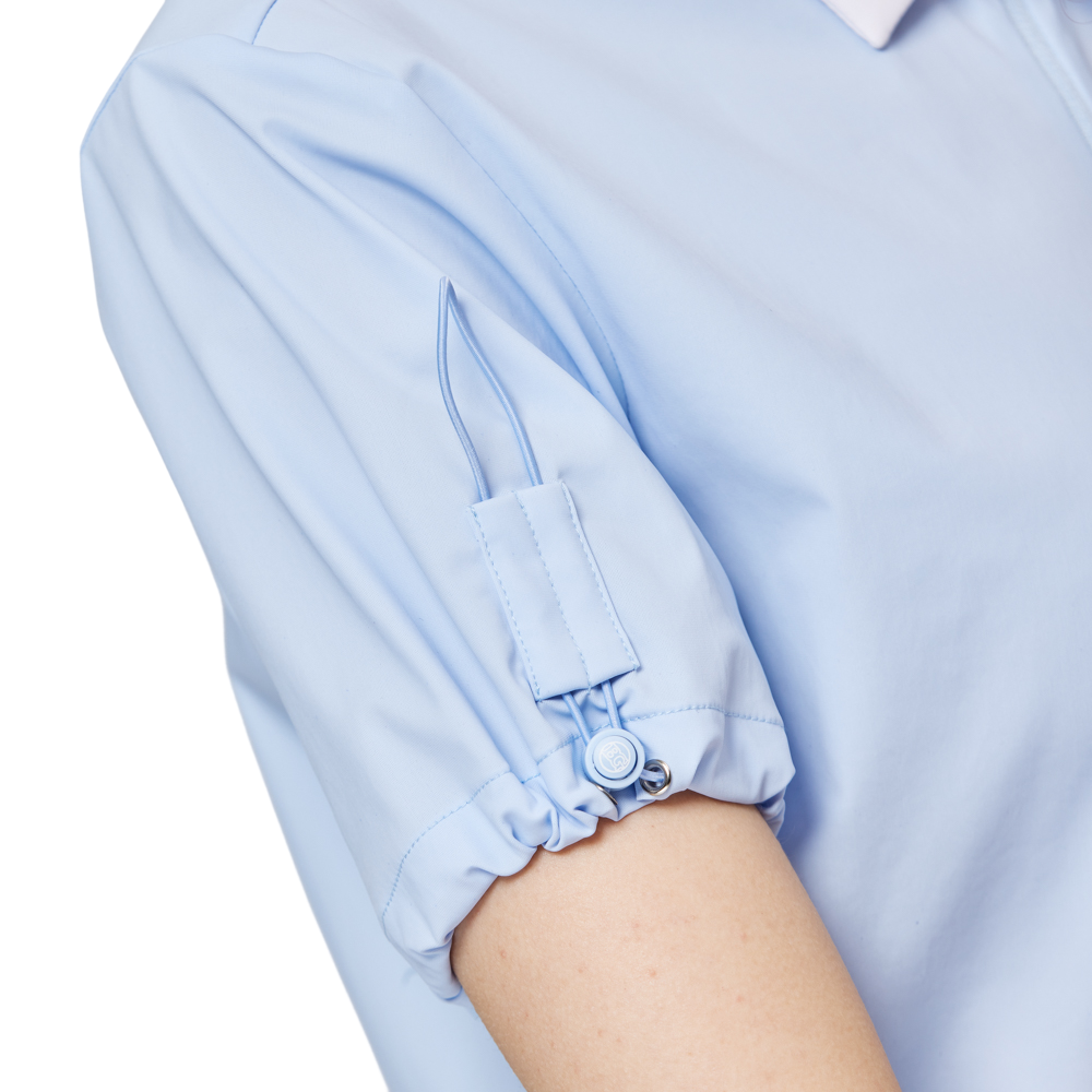 收口袖翻領女短袖上衣