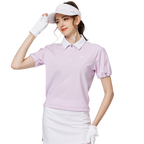 收口袖翻領女短袖上衣