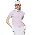 收口袖翻領女短袖上衣