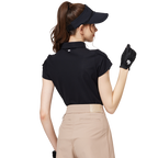 立體繡花翻領女短袖上衣