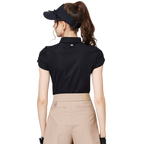 立體繡花翻領女短袖上衣