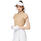 立體繡花翻領女短袖上衣