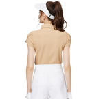 立體繡花翻領女短袖上衣