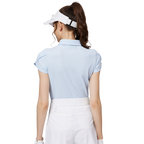 立體繡花翻領女短袖上衣