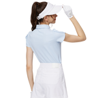 立體繡花翻領女短袖上衣