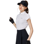 立體繡花翻領女短袖上衣