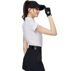 立體繡花翻領女短袖上衣