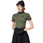 珠花高彈小立領女短袖上衣