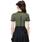 珠花高彈小立領女短袖上衣