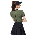 珠花高彈小立領女短袖上衣