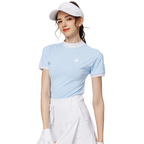 珠花高彈小立領女短袖上衣