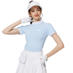 珠花高彈小立領女短袖上衣