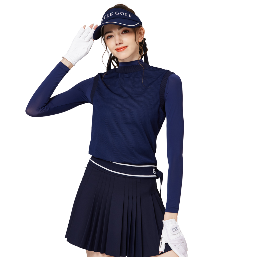 網孔假兩件防曬冰絲袖套衣