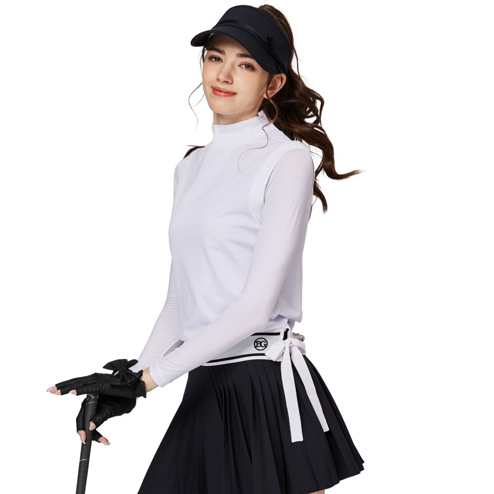 網孔假兩件防曬冰絲袖套衣