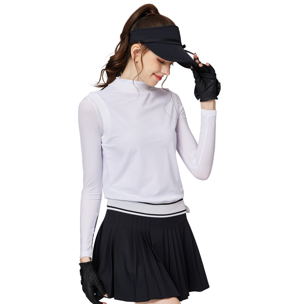 網孔假兩件防曬冰絲袖套衣