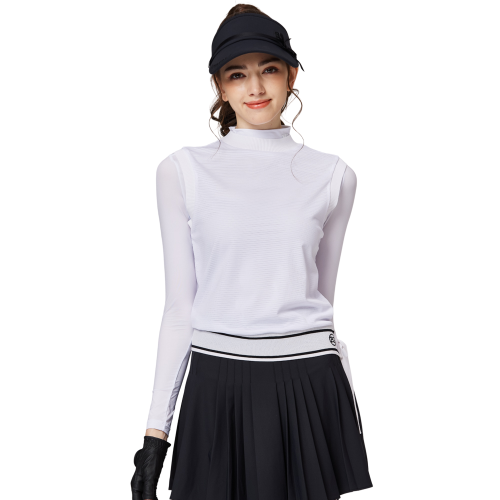 網孔假兩件防曬冰絲袖套衣