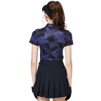 彩印透氣翻領女短袖上衣