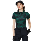 彩印透氣翻領女短袖上衣