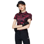 彩印透氣翻領女短袖上衣