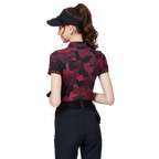 彩印透氣翻領女短袖上衣