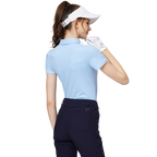 Jacquard fabric collared short-sleeved top for women