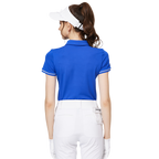 Jacquard fabric collared short-sleeved top for women