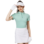 Jacquard fabric collared short-sleeved top for women