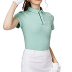 Jacquard fabric collared short-sleeved top for women