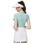 Jacquard fabric collared short-sleeved top for women