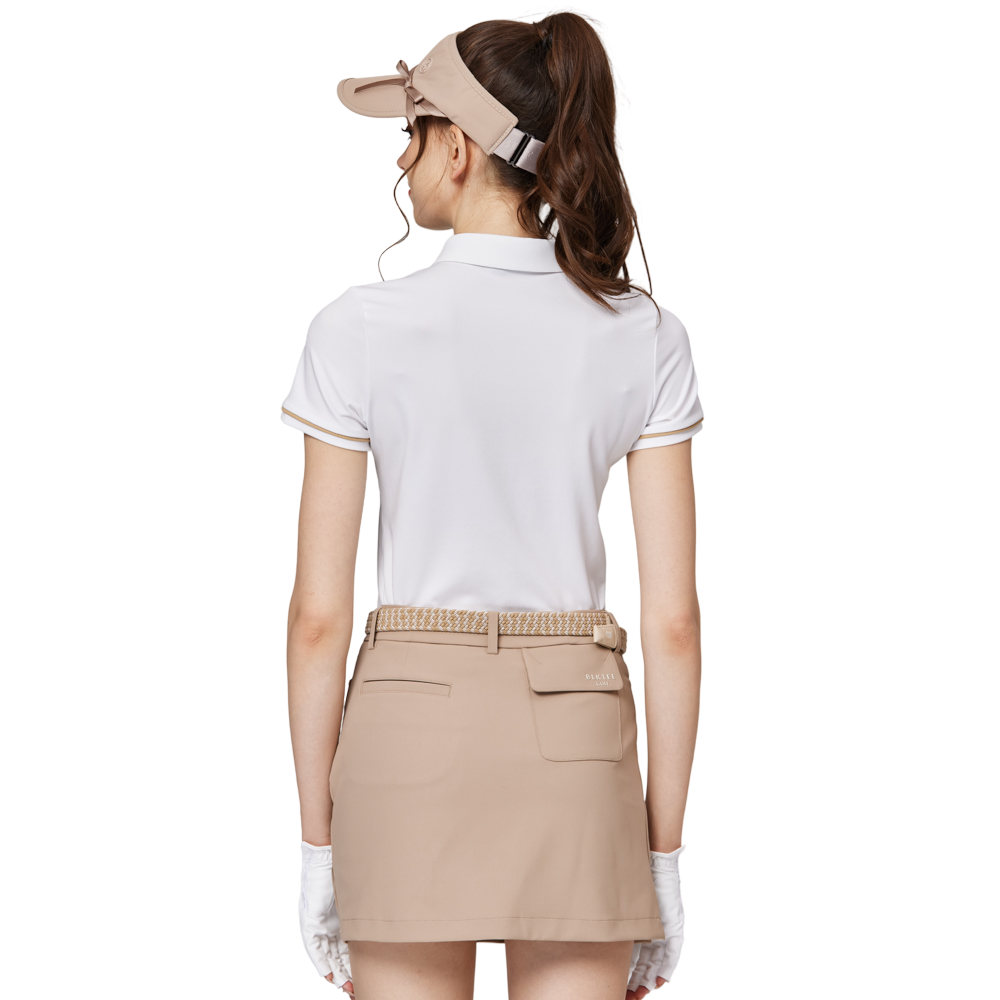 Jacquard fabric collared short-sleeved top for women