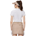 Jacquard fabric collared short-sleeved top for women