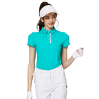 Baju lengan pendek kolar jacquard bercorak berlian