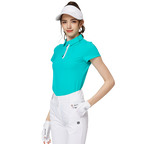 Baju lengan pendek kolar jacquard bercorak berlian