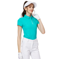 Diamond-patterned jacquard collar short-sleeved top for women
