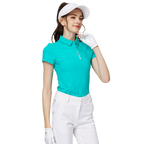 Baju lengan pendek kolar jacquard bercorak berlian