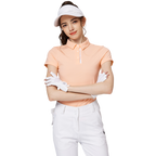 Baju lengan pendek kolar jacquard bercorak berlian