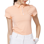 Baju lengan pendek kolar jacquard bercorak berlian