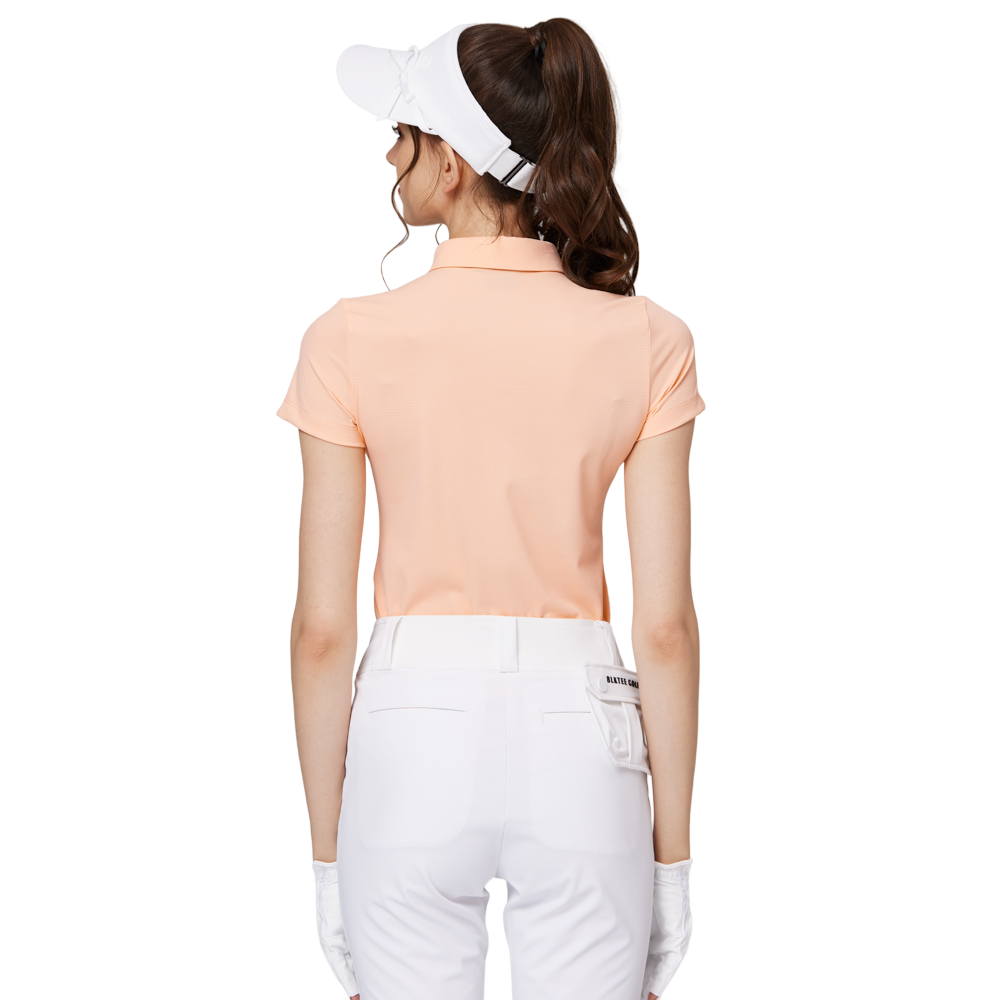 Baju lengan pendek kolar jacquard bercorak berlian